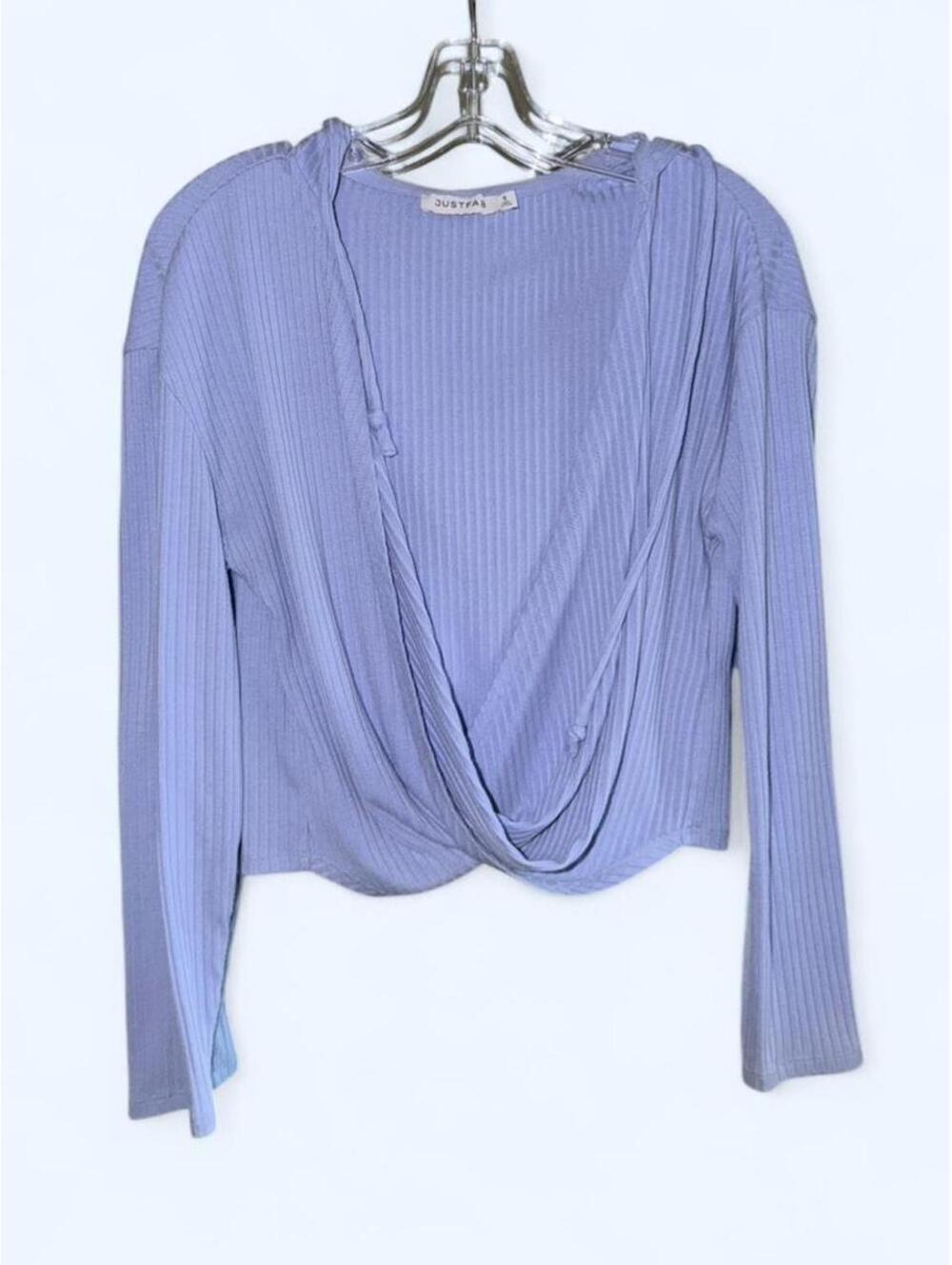 JustFab purple long sleeve wrap top